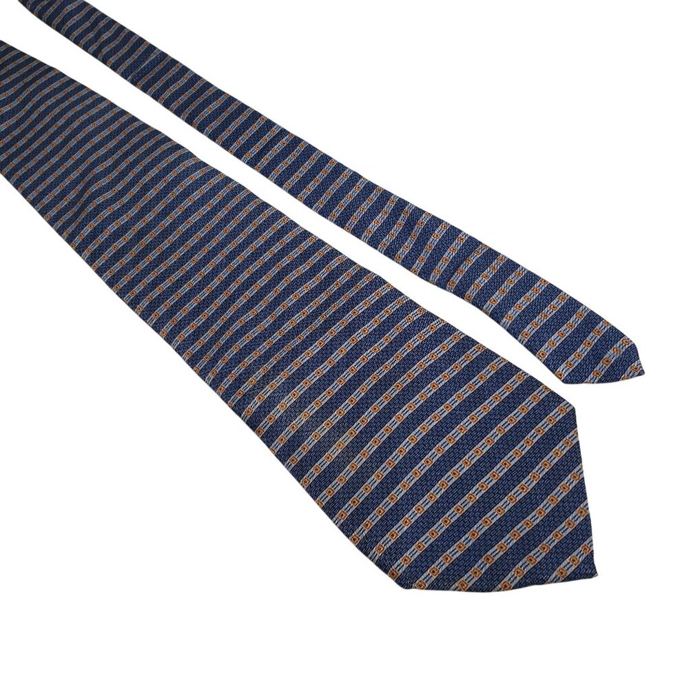 Vintage Perry Ellis Portfolio Men Blue Orange Necktie Office Casual Dad Gift
